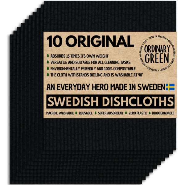 Swedish Dishcloths Stella Black (10-PACK)